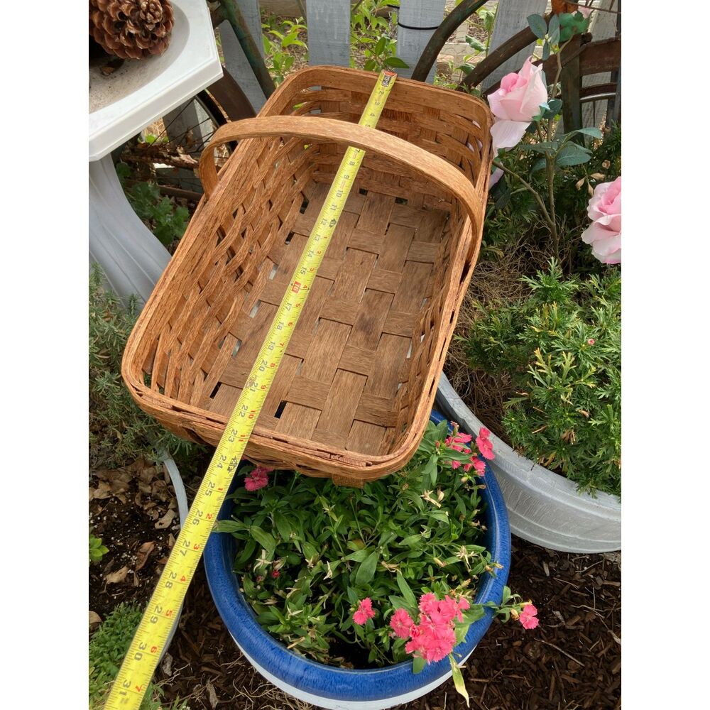 Vintage 50s 60s Gustavis Delsea Basket Co Oak splint hand woven basket